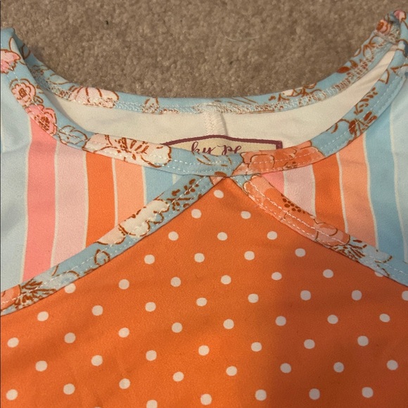 Cheeky Plum Orange and Blue Floral Kids Dance/Gymnastics Leotard NWOT! - Picture 4 of 5